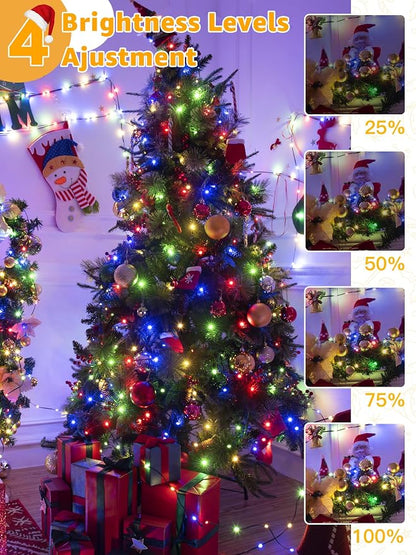 BrightChristmas 600 LED 196 FT Christmas Lights, Waterproof Outdoor String Lights with Remote and Timer, Christmas Tree Lights with 8 Modes Dimmable, Fairy Lights for Holiday Decor (Multicolor)
