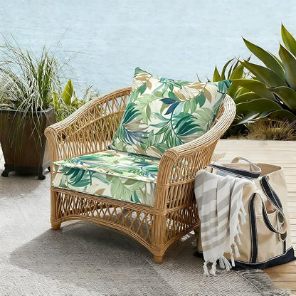 DYTXIII Outdoor Deep Seat Cushion Set, Water Repellent 22"x22" Patio Thick Cushions Replacement with Seat & Back Pillow for Patio Sofa, Wicker Chair, Couch - Lush Leaf Green
