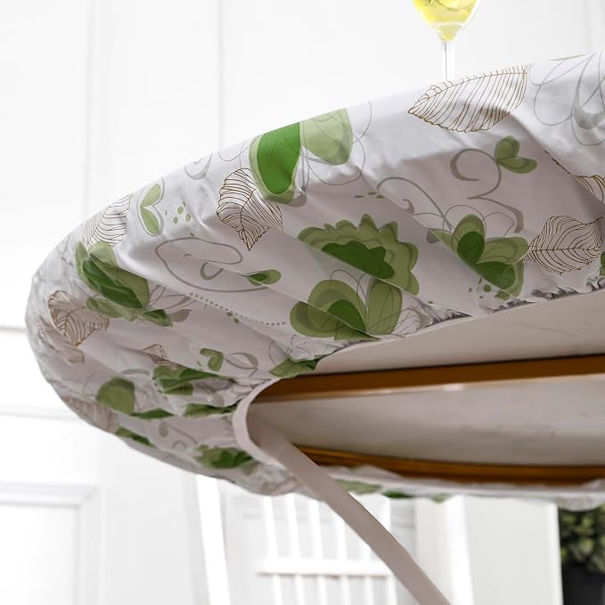 Walrus Round Vinyl Fitted Tablecloth with Flannel Backing Elastic Edge Design Table Cover Waterproof Oil-Proof PVC Table Cloth Stain-Resistant Best for 45"-56" Round