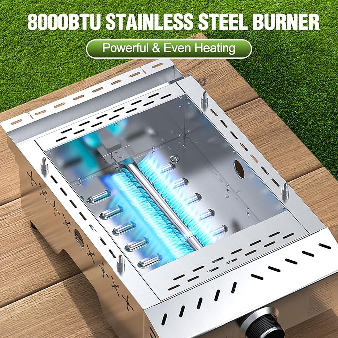 COWSAR Portable Propane Griddle, 304 Stainless Steel Gas Grill, 8000 BTU Table Flat Top Grill for Outdoor BBQ, Camping and RVs