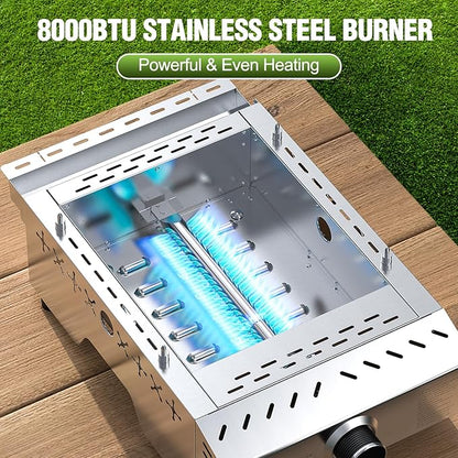 COWSAR Portable Propane Griddle, 304 Stainless Steel Gas Grill, 8000 BTU Table Flat Top Grill for Outdoor BBQ, Camping and RVs