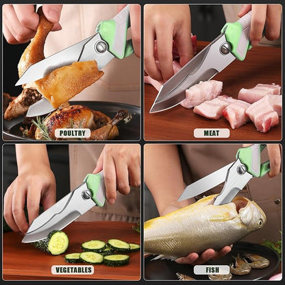 2 Piece Grilling Tool Set – 2-in-1 Scissors & Knife with Magnetic Sheath + Stainless Steel Tongs, High-Hardness Steel Shears - Grill Utensils Set, BBQ Grill Accessories Perfect Grill Gifts for Men