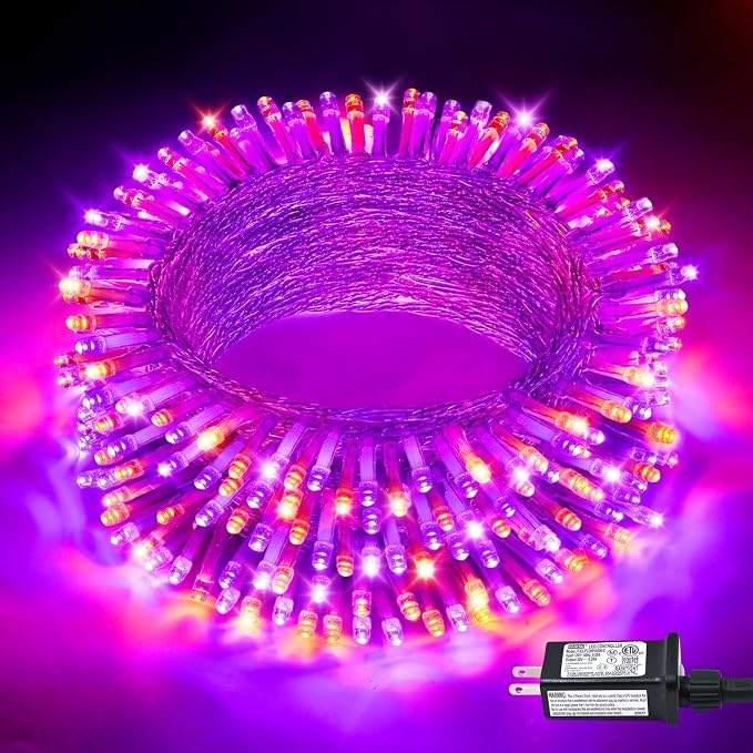 YEGUO 66ft 200 LED Clear Wire Christmas Lights