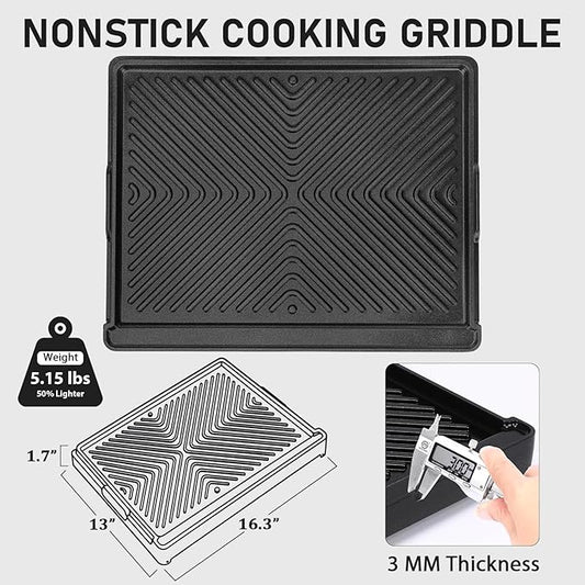Cast Aluminum Reversible Griddle Pan for gas and electric stove stovetop cooking, Easy-Check Fit Accessory for Outdoor Cooking or Use