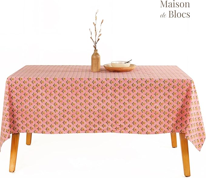 100% Cotton Hand Block Printed, Tablecloth for Kitchen, Dining, Table Cover for Parties, Chritmas, Weddings, Barbecues and Summer picnics Table Cloth