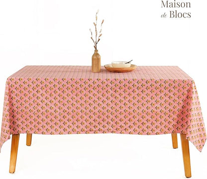100% Cotton Hand Block Printed, Tablecloth for Kitchen, Dining, Table Cover for Parties, Chritmas, Weddings, Barbecues and Summer picnics Table Cloth