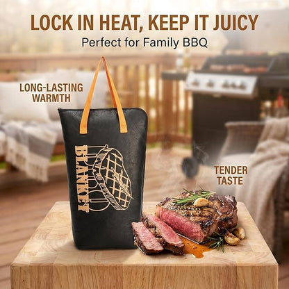 BBQ Meat Blanket Grilling Meat Insulated Resting Bag Controlling Heat Loss and Moisture Retention Keep Warm Tender and Juicy 21in Wide Mouth Reusable Family Outdoor Perfect BBQ Camping (21in Black)