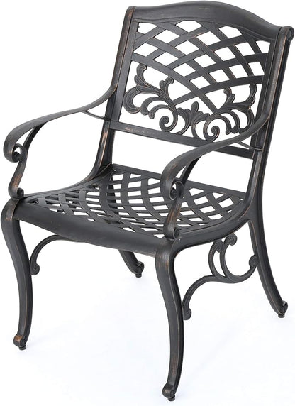 Christopher Knight Home Myrtle Beach Outdoor Aluminum Dining Chairs, 2-Pcs Set, Shiny Copper