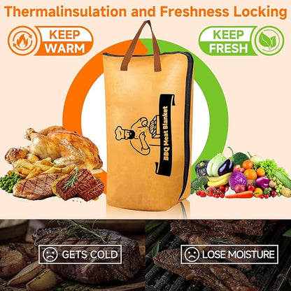 BBQ Blanket for Resting Meat, Reusable Smoker Meat Resting Blanket,Smoker Grilling Brisket Meat Insulated Resting Bag with Wide Mouth for Large Brisket/Turkey(BBQ Blanket 21in)