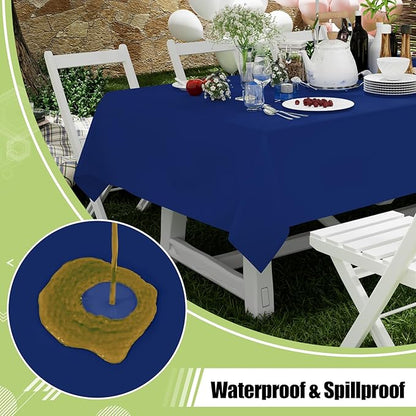 Smiry Disposable Table Cloth - 10 Pack, 54 x 108 Inch Waterproof Rectangle Tablecloths for Parties, Decorative Plastic Table Cover, Leakproof & Sturdy, Navy