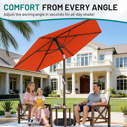 AreShark 7.5FT Patio Umbrella Table Market Umbrella w/Tilt and Crank, Heavy-Duty Outdoor Umbrellas for Pool, Deck, Garden and Backyard, Orange