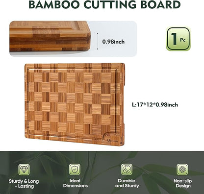 Heavy Duty Bamboo Cutting Boards Best Non Toxic Book Checkered Wood Cutting Boards for Kitchen Solid End Grain Wood Chopping Board Large Butcher Block
