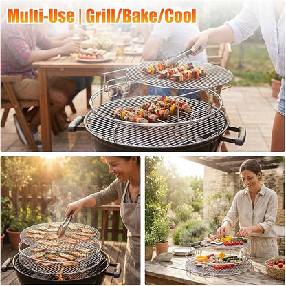 for Big Green Egg-XL 5-Piece Upgraded Replacement Kit for Large Eggspander, Including Multi-Function Grill Rack,Conveggtor Basket, Made of Stainless Steel, Expanded Cooking System
