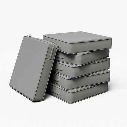 Outdoor Chair Cushion 19 x 19 x 4 Inches Patio Furniture Outdoor Waterproof Seat Cushion, Patio Chair Cushion with Handles and Ties, Square Dining Chair Cushion Set of 6, Light Grey