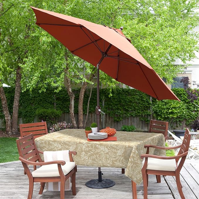 LVTXIII Rectangle Outdoor Tablecloth with Umbrella Hole and Zipper, Water-Repellent 60 x 84 Inch Patio Table Cover for Picnic, Garden, Backyard Dining, Tropical Leaf Oat