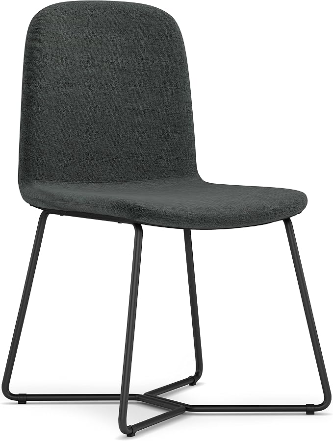 SIMPLIHOME Wilcox Contemporary Dining Chair (Set of 2) in Charcoal Grey Woven Fabric for the Dining Room