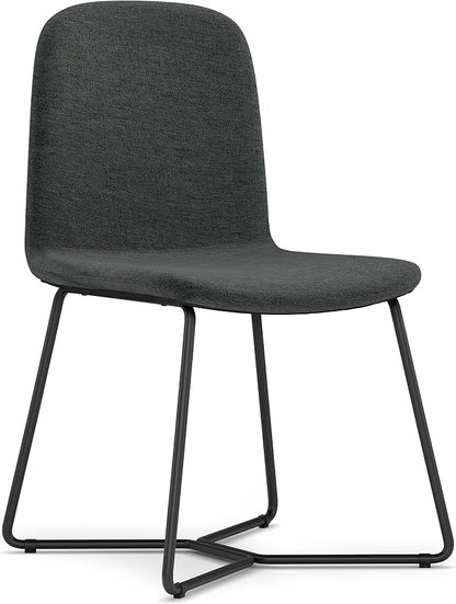 SIMPLIHOME Wilcox Contemporary Dining Chair (Set of 2) in Charcoal Grey Woven Fabric for the Dining Room