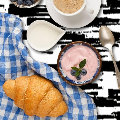 Black and White Striped Fabric Waterproof Round Tablecloth Vintage Texture Grain Circle Table Cloth Dust-Proof Circle Table Cover Protector for Restaurant Picnic Camping BBQ 70x70 Inch