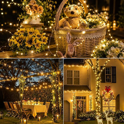 SyouHome 400 LED 132ft Solar String Lights Outdoor, 2 Pack, Warm White | 8 Lighting Modes, Auto On/Off, Waterproof Solar Fairy Lights, Twinkle Lights for Garden, Tree, Wedding, Party Decor