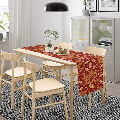 Dragon Table Runne Traditional Oriental Chinese Dragons Japanese Flying Animal Dinner Runner Table Decoration for Home Kitchen Dining Table Party Decoration 13x120in