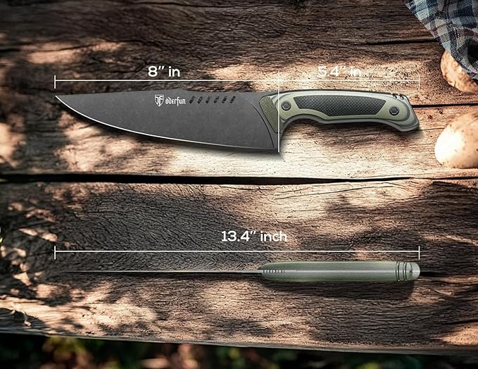 8 Inch Professional Chef Knife with Leather Sheath, Ultra Sharp Kitchen Knife with G10 Handle,Full Tang, Gyuto Style for Home Cooking and Outdoor BBQ, Knives for Men Him Husband Dad Father