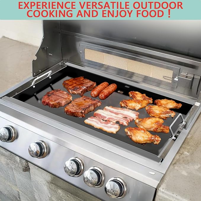 Full Size Griddle Insert for Blaze Grill 4/5 Burner Gas Grill, Flat Top Griddle Plate Replacement for BLZ-4LTE BLZ-5 Summerset Sizzler 32" & 40", RCS RJC32A, 29''L x 17.9''W No Coating-Carbon Steel