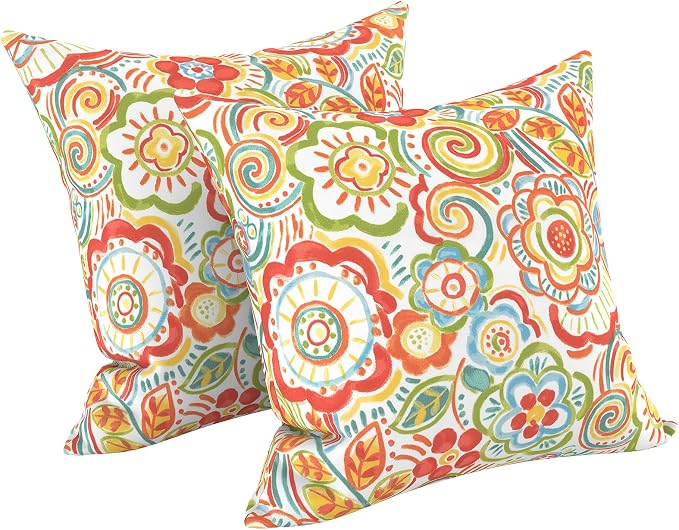 LVTXIII Outdoor Pillow Covers 20x20 Inch, 2 Pack Large Square Throw Pillow Cases, Fade-Resistant Cushion Covers for Patio Furniture Sofa, Garden Porch, Flower Multi