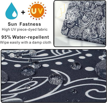 NettyPro Outdoor Cushion Covers for Patio Furniture 4 Pack UV Resistant Water Repellent Patio Chair Seat Cushion Slipcovers, 22 x 20 x 4 Inch, Replacement Cover Only, Slate Grey Paisley