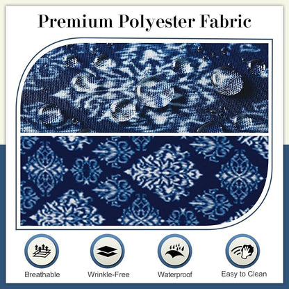 Cozyide Outdoor Chair Cushions, Waterproof Patio Seat Cushions with Adjustable Straps, Round Corner Patio Chair Cushions for Garden, Indigo Badge, 17x16x2 Inch (Pack of 4)