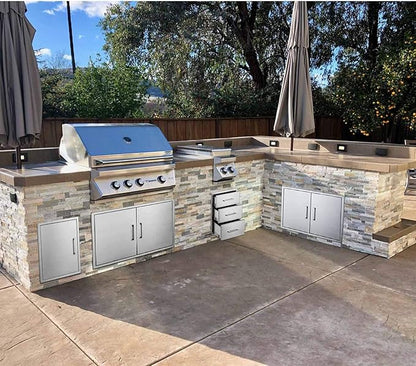 28" W x 23" H Outdoor Kitchen Doors Stainless Steel BBQ Double Access Door,Flush Mount for Outdoor Kitchen Island