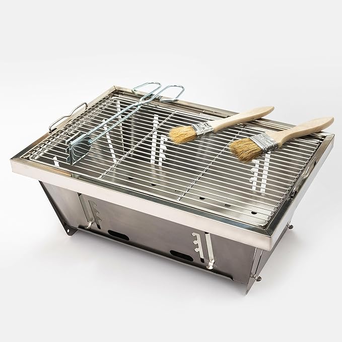 Outdoor Portable Charcoal Grill – Foldable BBQ Set with Carry Case for Camping, Picnic, Beach & Patio Use