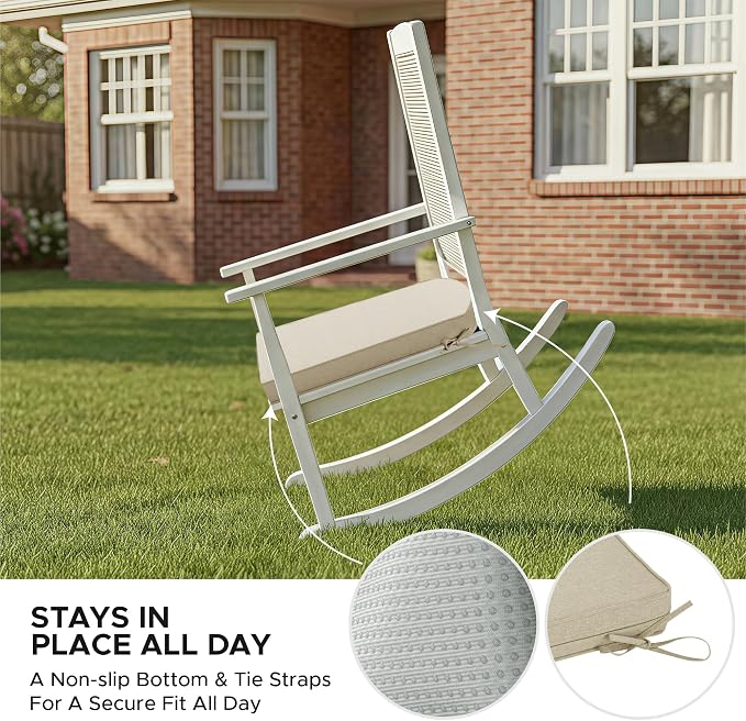 Outdoor Chair Cushions, D Shaped, Set of 6, 18.5 x 16 Inch, Beige | Fade-Resistant, Water-Resistant, Patio Furniture Seat Chair Pads Replacement, Non-Slip Bottom with Ties, Removable Cover