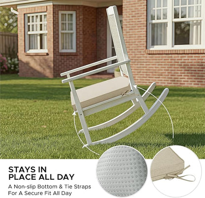 Outdoor Chair Cushions D Shaped, Set of 6, 17 x 16 Inch, Beige | Water Resistant, Fade Resistant, Patio Furniture Seat Chair Pads Replacement with Ties, Non-Slip Bottom, Removable Cover