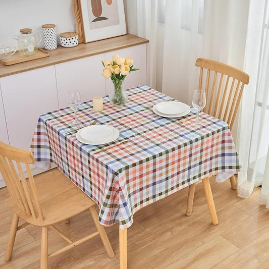 LIBERECOO Heavy Duty Vinyl Tablecloth with Flannel Backing Waterproof Oil-Proof Plastic Table Cloth Stain-Resistant Wipeable Rectangle or Square Table Cover for Indoor and Outdoor 54 x 54 Inch