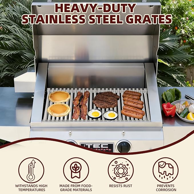 Grill Grate for TEC Gas Grill Patio II Stainless Steel Cooking Grates Replacement for TEC Gas Grill Sterling II, 12.8" W x 14.9" L, 2 Pack