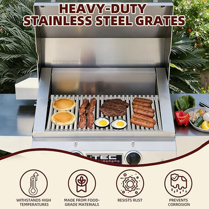 Grill Grate for TEC Gas Grill Patio II Stainless Steel Cooking Grates Replacement for TEC Gas Grill Sterling II, 12.8" W x 14.9" L, 2 Pack