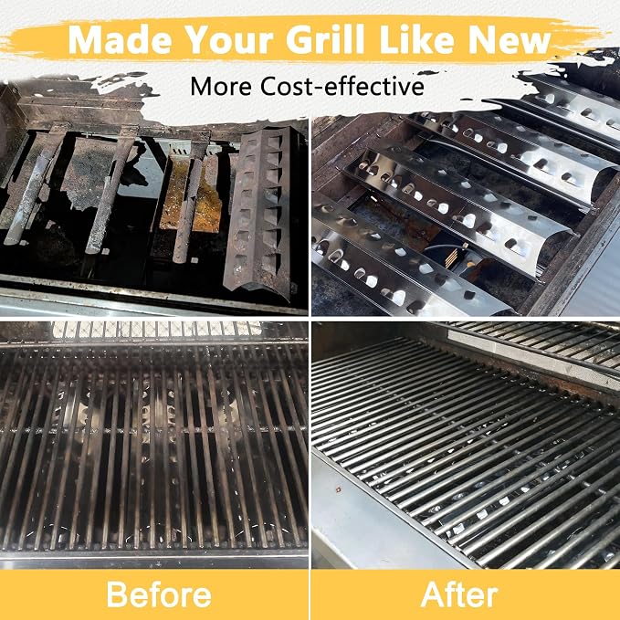 Grill Parts for Master Forge 3218LT Kenmore 148.16156210 | Fits Master Forge 3218LTN 3218LTM, Kenmore 148.1637110, Stainless Steel Grill Grates Replacement, Heat Plates and Burners