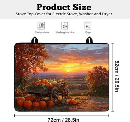 Multi-Design Stove Cover for Glass/Electric Stoves - 3-in-1 Heat-Resistant Protector Mat, Non-Slip Drying Rack 28"x20"