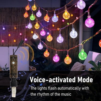 YCoisini 66FT Outdoor String Lights, 100 LED Patio Lights with Remote Control, Voice-Activated & Music Sync Mode, 16 Color-Changing Modes, Waterproof for Patio Garden Party Decor