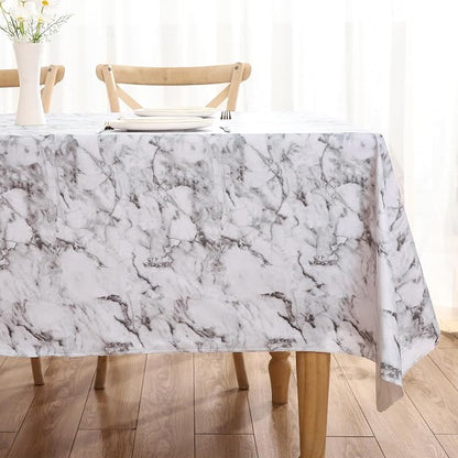 Walrus Heavy Duty Vinyl Tablecloth with Flannel Backing Waterproof Oil-Proof Plastic Table Cloth Stain-Resistant Wipeable Rectangle or Square Table Cover for Indoor and Outdoor (Marble, 54X54 Inch)