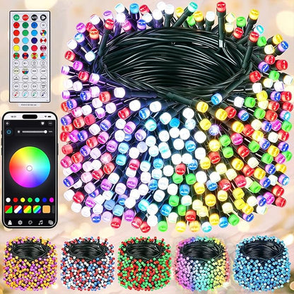 WATERGLIDE 300LED Smart Color Changing Halloween Lights with Remote & APP Controlled, 98.5ft RGB Fairy String Lights, Music Sync Multiple Modes, Waterproof Holiday Xmas Tree Home Indoor Outdoor Decor
