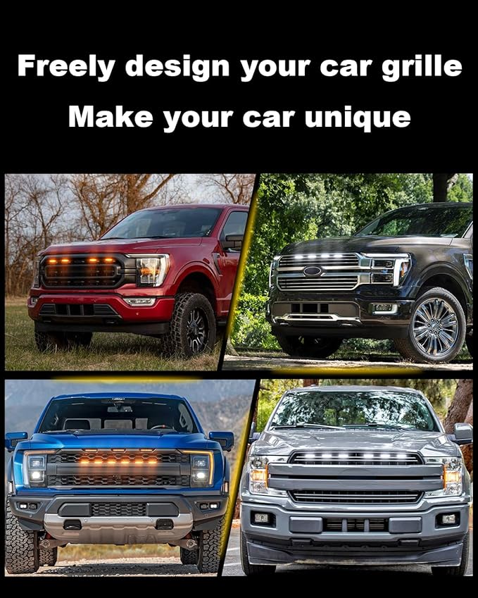 OKLSG LED Front Grill Lights for F150 2026 2025 2024-2018 Grille Light F150 Accessories(Amber Lights, 4)