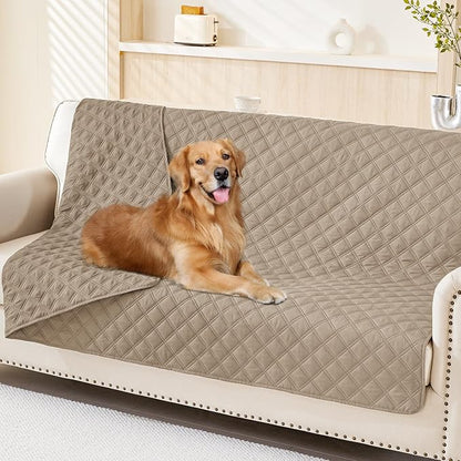 Smiry Waterproof Reversible Pet Couch Covers for Dogs | Pet Friendly, Soft Fabric, Washable Sofa Furniture Protector for Dogs Cat Kids, Checkered (52"x82", Taupe/Taupe)