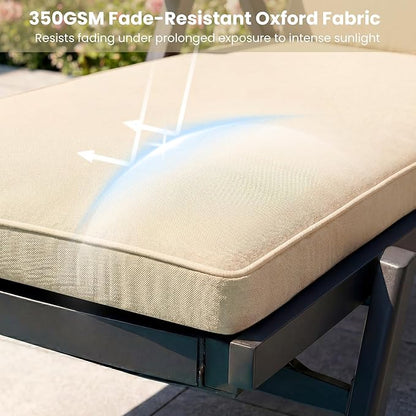 Chaise Lounge Cushions Outdoor, 80 x 26 Inch Water & Fade-Resistant Patio Furniture Lounge Cushion, Beach Umbrella Lounger Chair Replacement Cushion with Removable Cover Pad, Beige