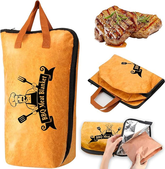 21 Inch BBQ Meat Blanket - Insulated Meat Resting Bag for Brisket, Pork Shoulder & Turkey | Reusable Smoker Grill Accessories | Portable Thermal BBQ Bag with Handles for Tailgating & Camping