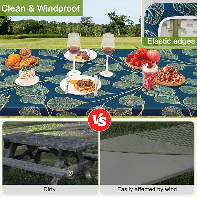 Picnic Table and Bench Cover Set, Waterproof Fitted Elastic Cloth | Portable Camping Essentials With Built-In Storage Pocket And Waterproof Fabric For Outdoor RV Or Picnic Table Use