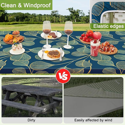 Picnic Table and Bench Cover Set, Waterproof Fitted Elastic Cloth | Portable Camping Essentials With Built-In Storage Pocket And Waterproof Fabric For Outdoor RV Or Picnic Table Use