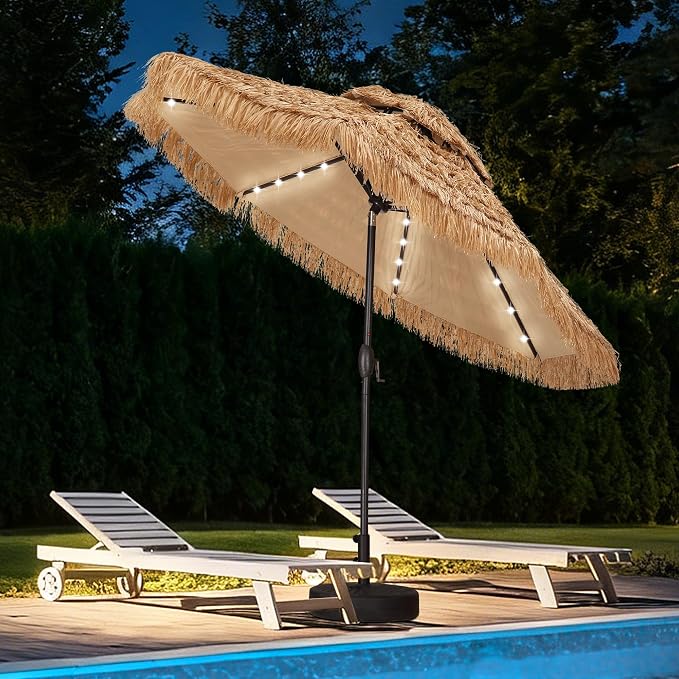 7.5FT Patio Umbrella, Outdoor Table Umbrella, Market Umbrella with Push Button Tilt and Crank for Garden, Lawn, Deck, Backyard & Pool