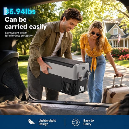 Garvee 42QT 12V Portable Refrigerator, Dual Zone Car Fridge Freezer with App Control & AC/DC Power for Camping, RV, Truck, Fishing & Home