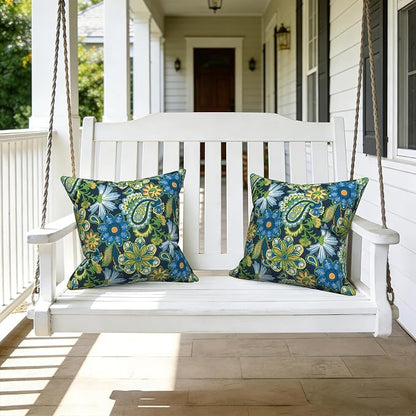 LVTXIII Outdoor Pillow Covers 20x20 Inch, 2 Pack Large Square Throw Pillow Cases, Fade-Resistant Cushion Covers for Patio Furniture Sofa, Garden Porch, Bohemian Azure